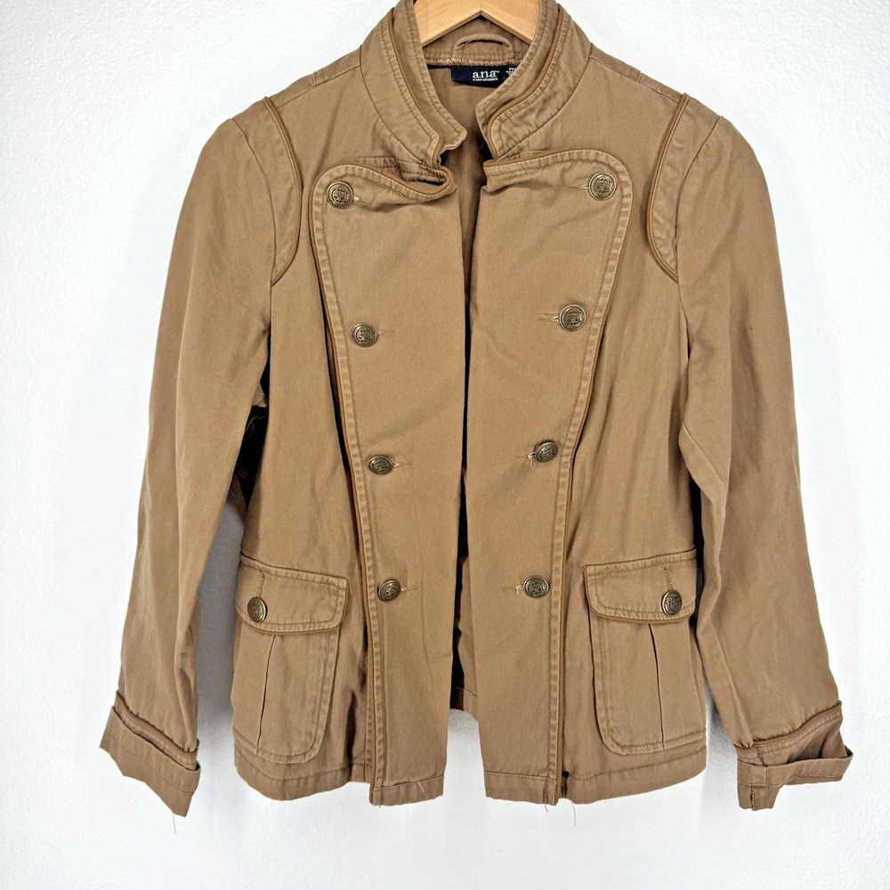 Vintage Military Band‎ Utility Jacket Button Chore Pockets Tan Grunge Y2K Indie